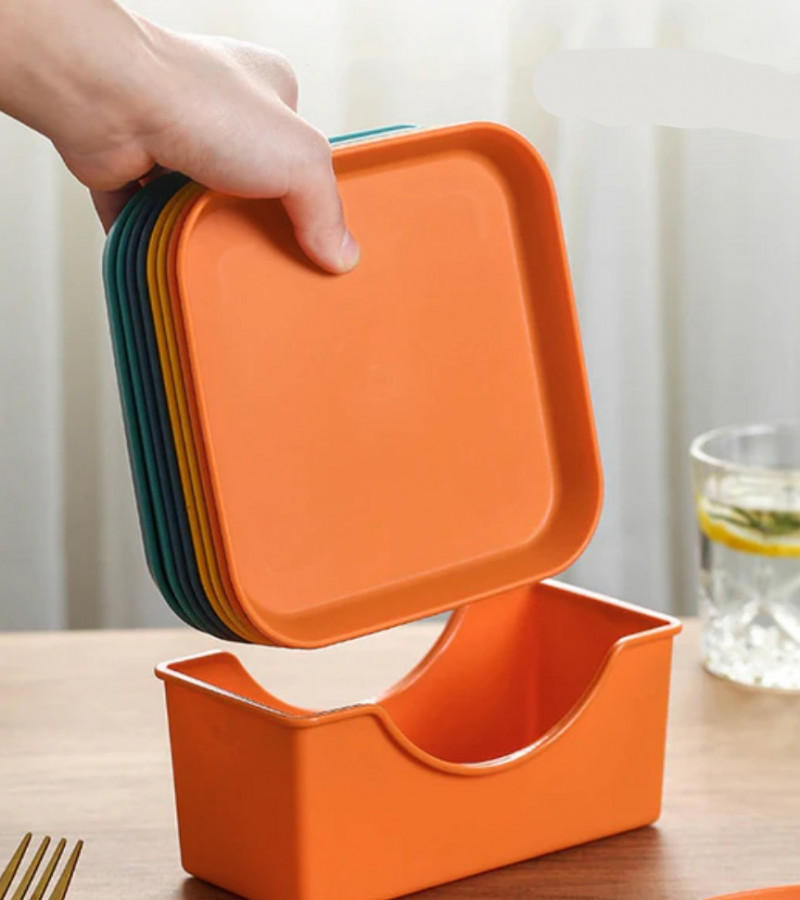Plastic Plate Set 10 Pcs with Holder