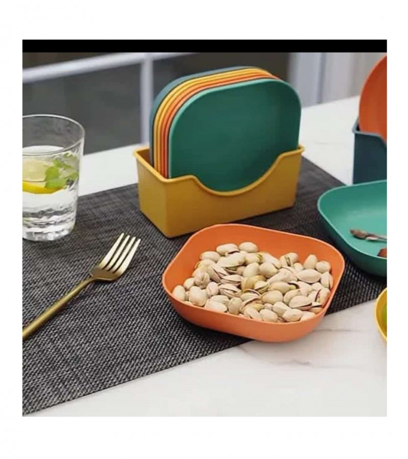 Plastic Plate Set 10 Pcs with Holder